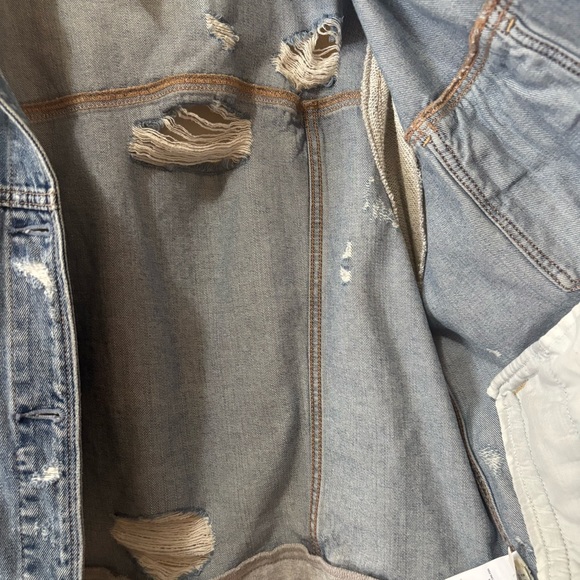 American Eagle Outfitters Denim and Gray Distressed Jacket - Picture 6 of 10